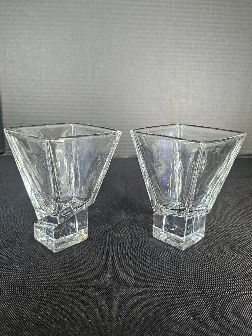 Joy Jolt Carre Modern Geometric Square Heavy Base Cocktail Glasses Set of Two